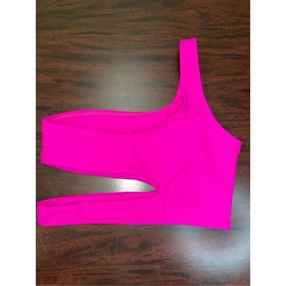 Zaful Neon Hot Pink One Shoulder Bikini Top Size Small
